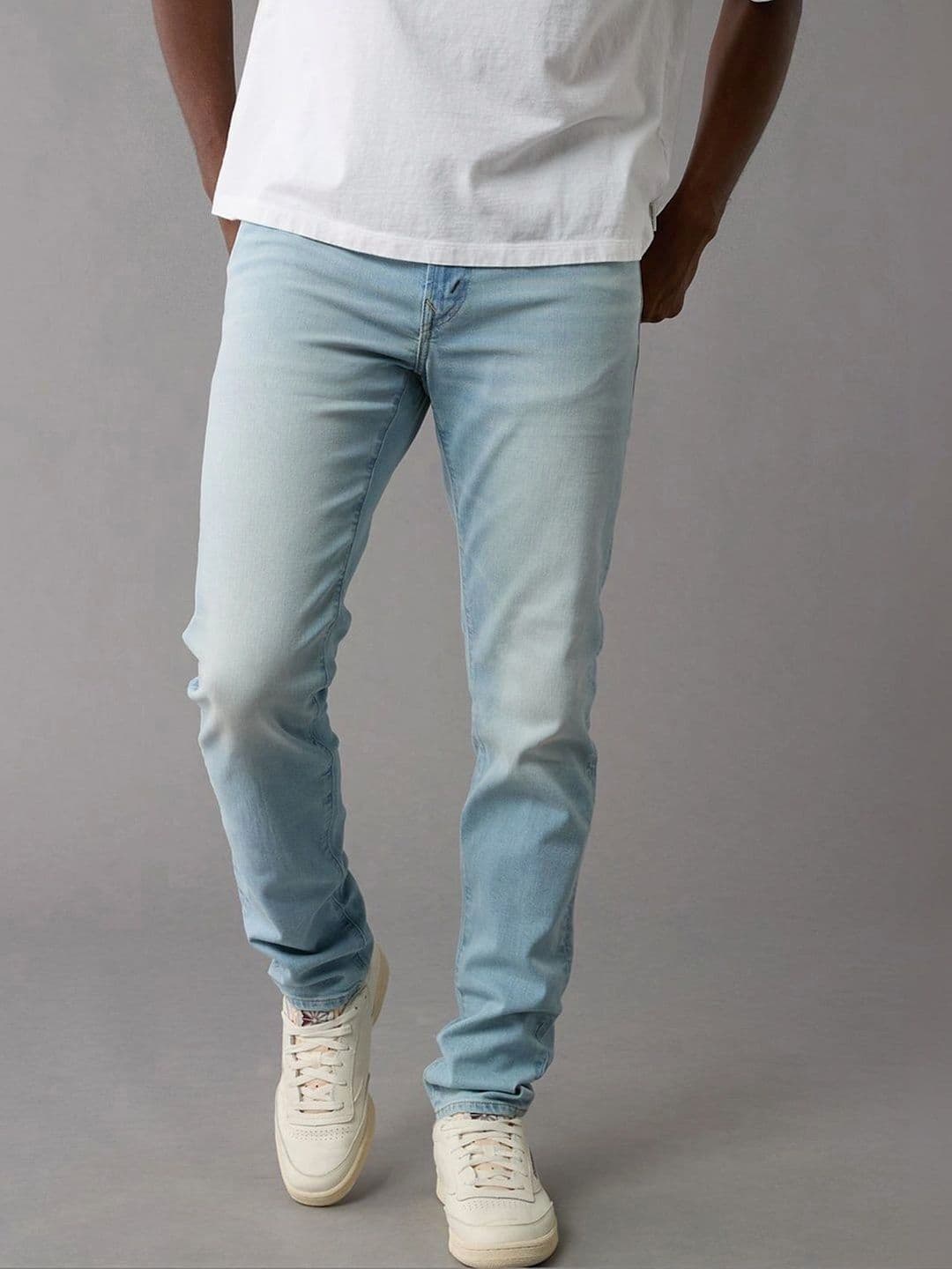 AMERICAN EAGLE OUTFITTERS American Eagle Men Blue AirFlex+ Athletic Skinny Jeans - view 1