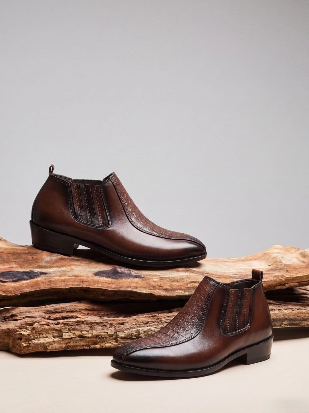 House of Pataudi Men Textured Round Toe Slip-On Formal Shoes - view 1