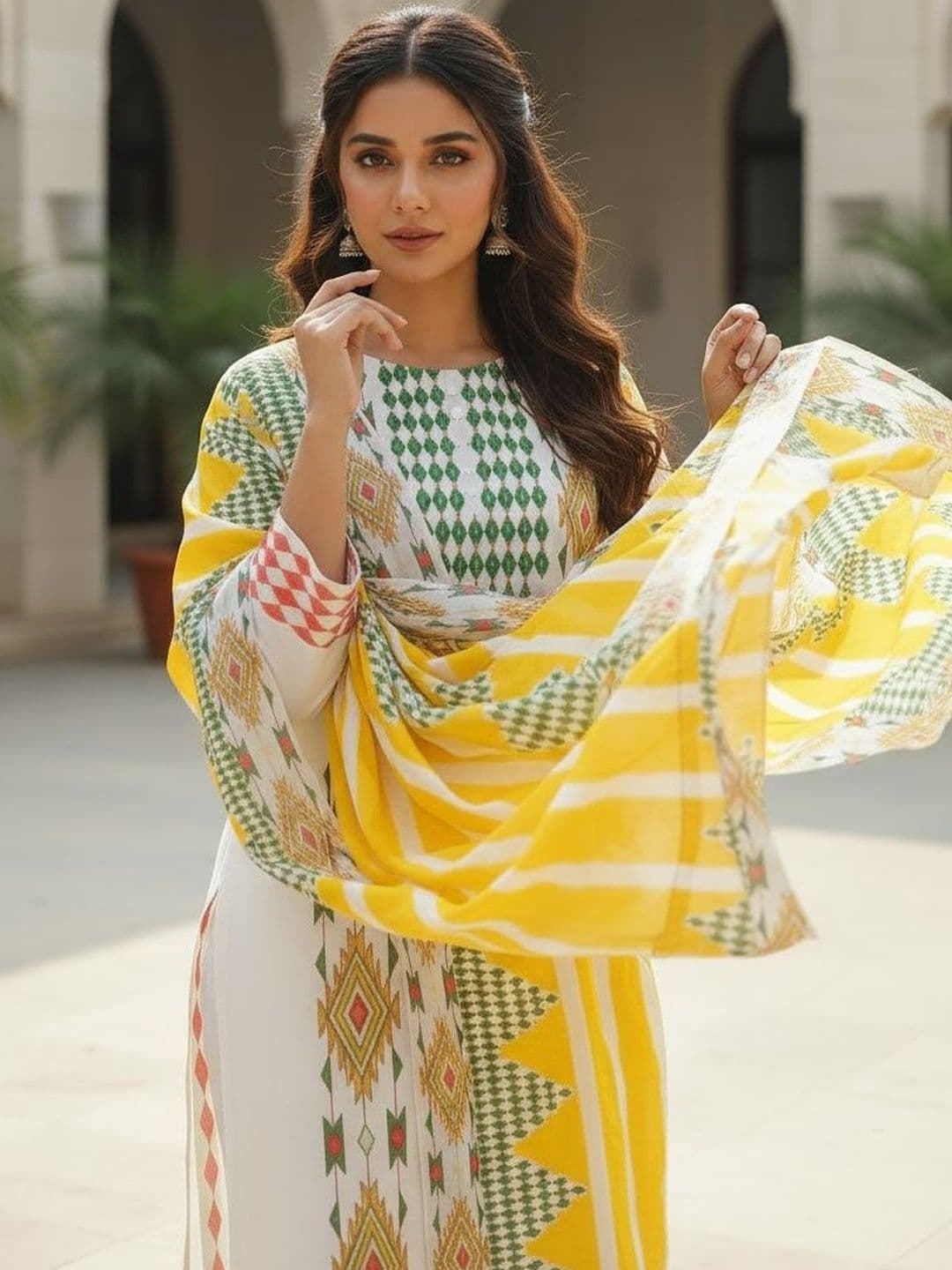Anouk Women Printed Regular Pure Cotton Kurta with Trousers & With Dupatta - view 1