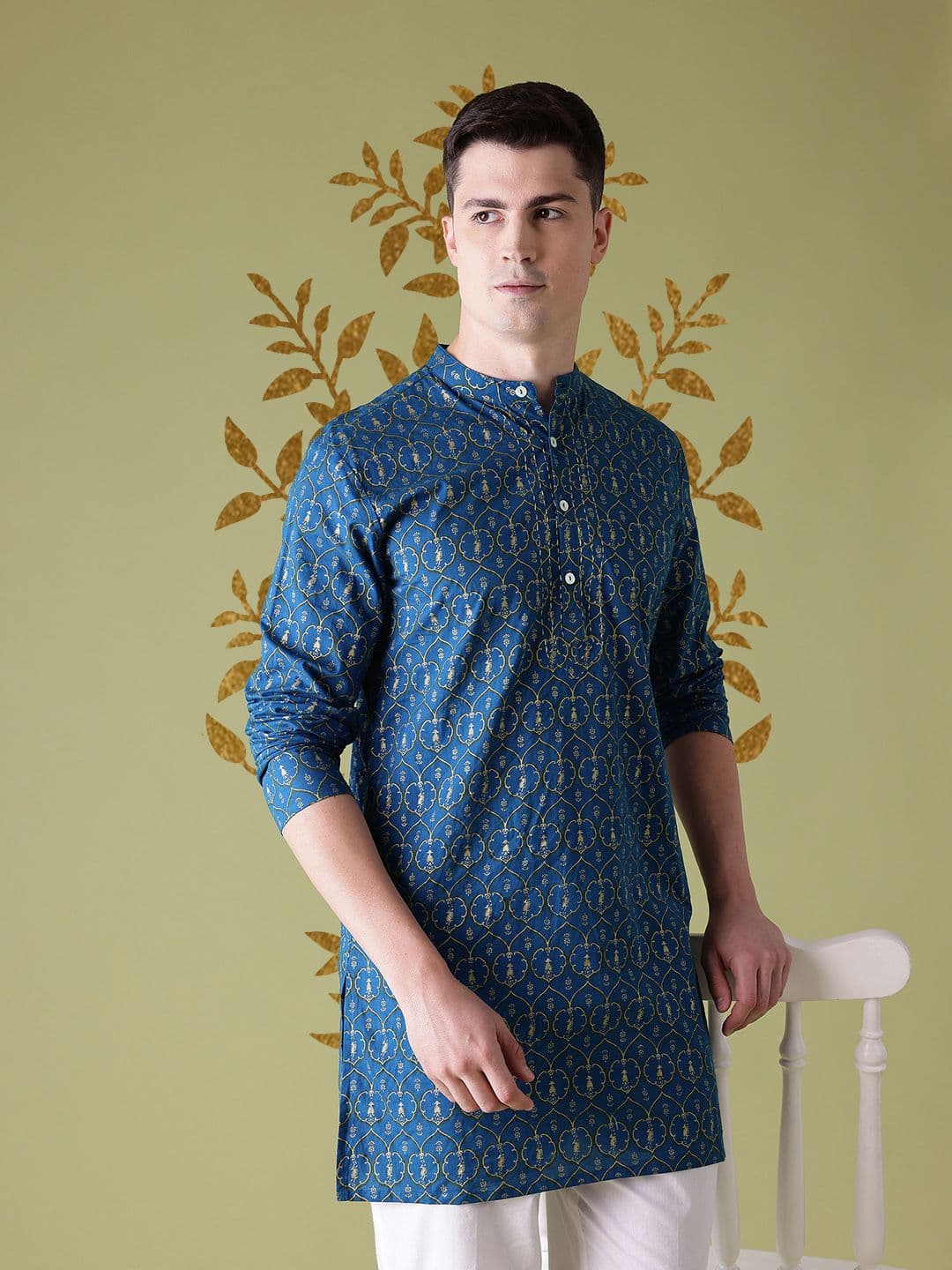 Anouk Ethnic Motifs Printed Pure Cotton Straight Kurta - view 1