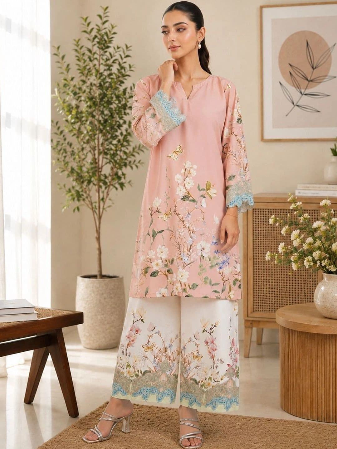 SZN Floral Printed Tunic with Trousers - view 1