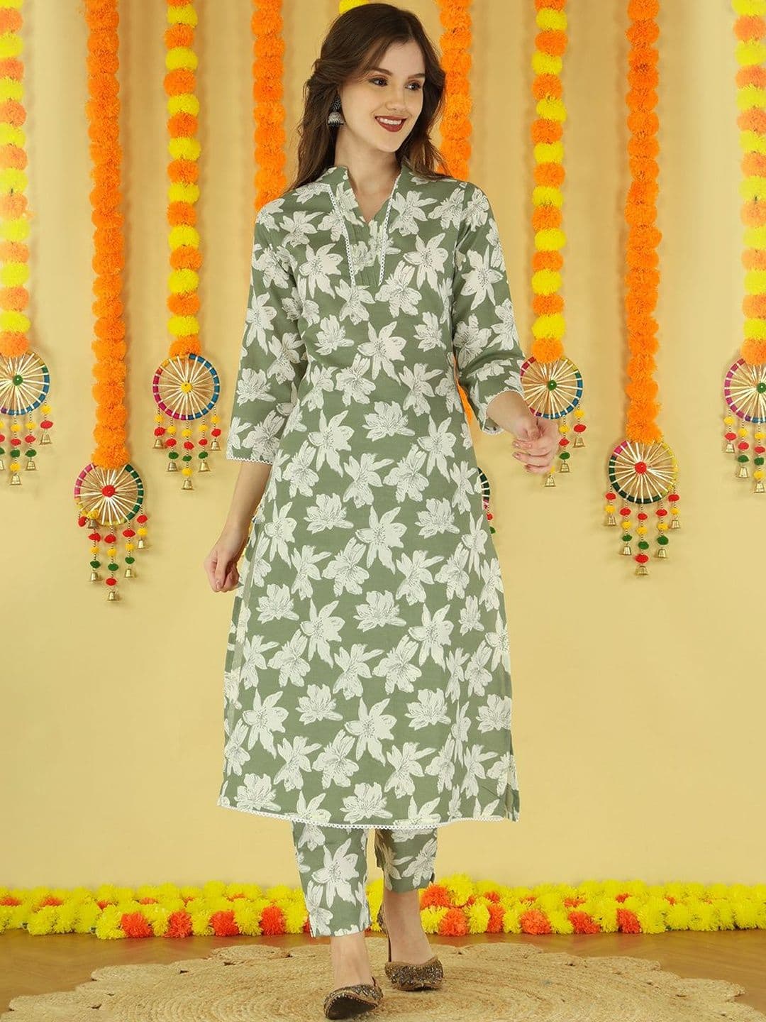 Anouk Women Printed V-Neck Tunic Co-Ord Set - view 1