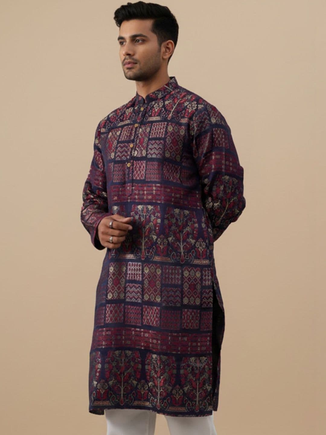 Anouk Men Geometric Jacquard Kurta - view 1