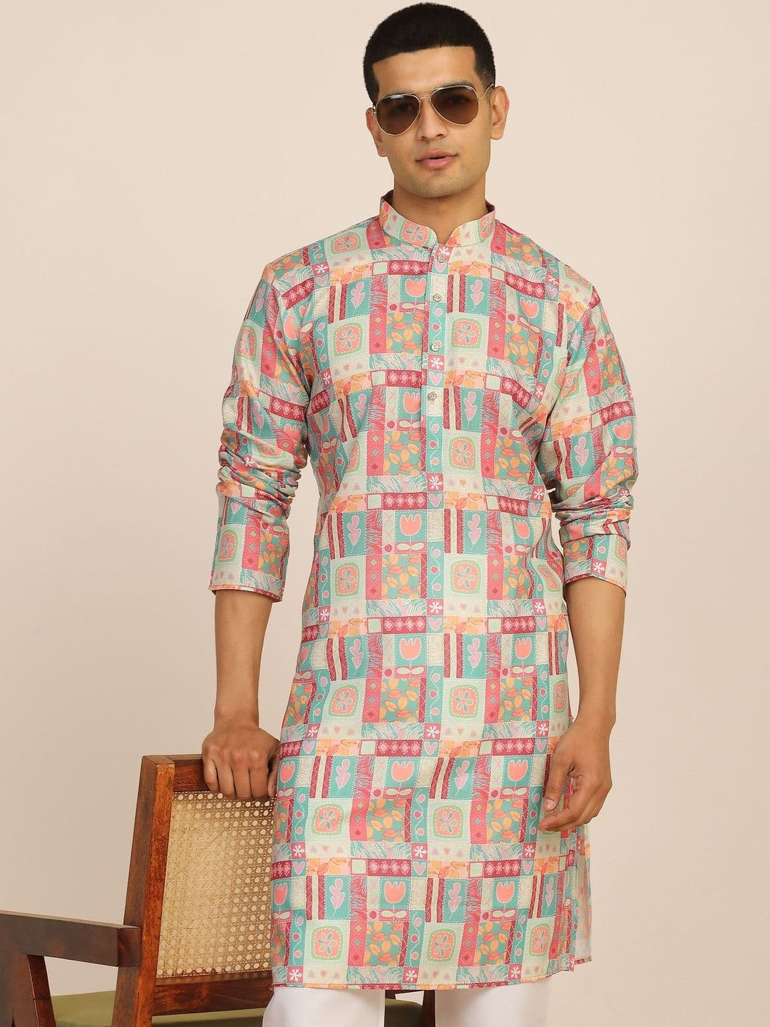 Anouk Mirage Floral Printed Multi Colored Knee Length Kurta - view 1