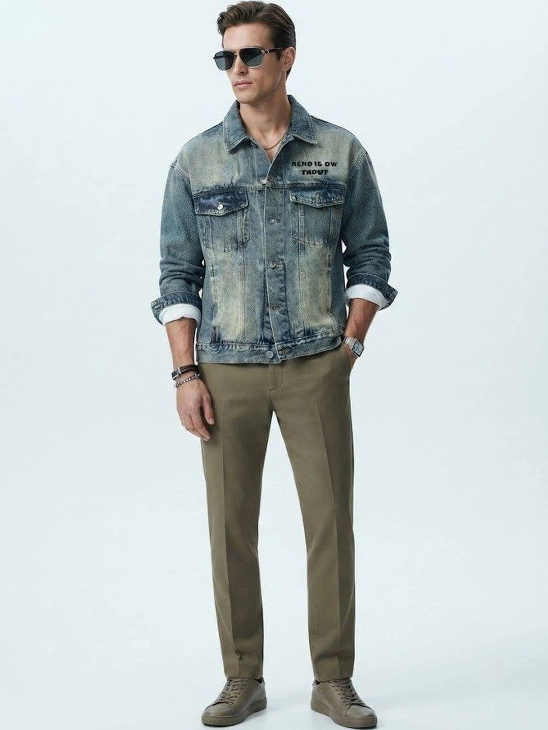 Suo Men Typography Denim Jacket - view 1