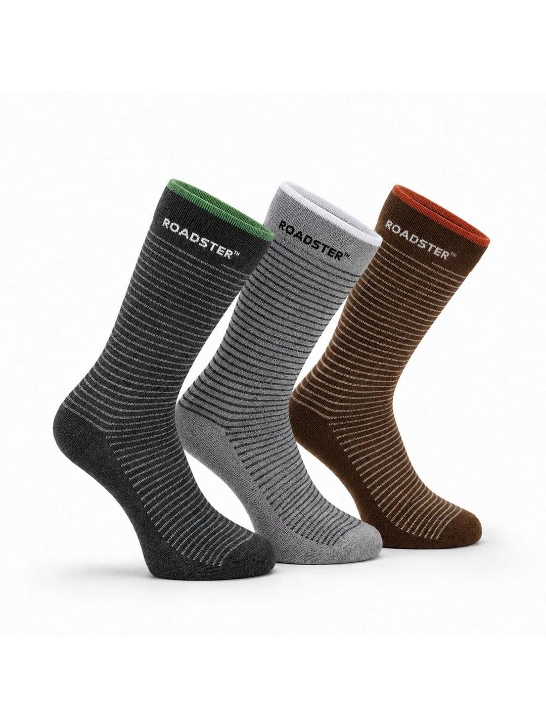 Roadster Men Pack of 3 Cotton Striped Above Ankle Socks - view 1