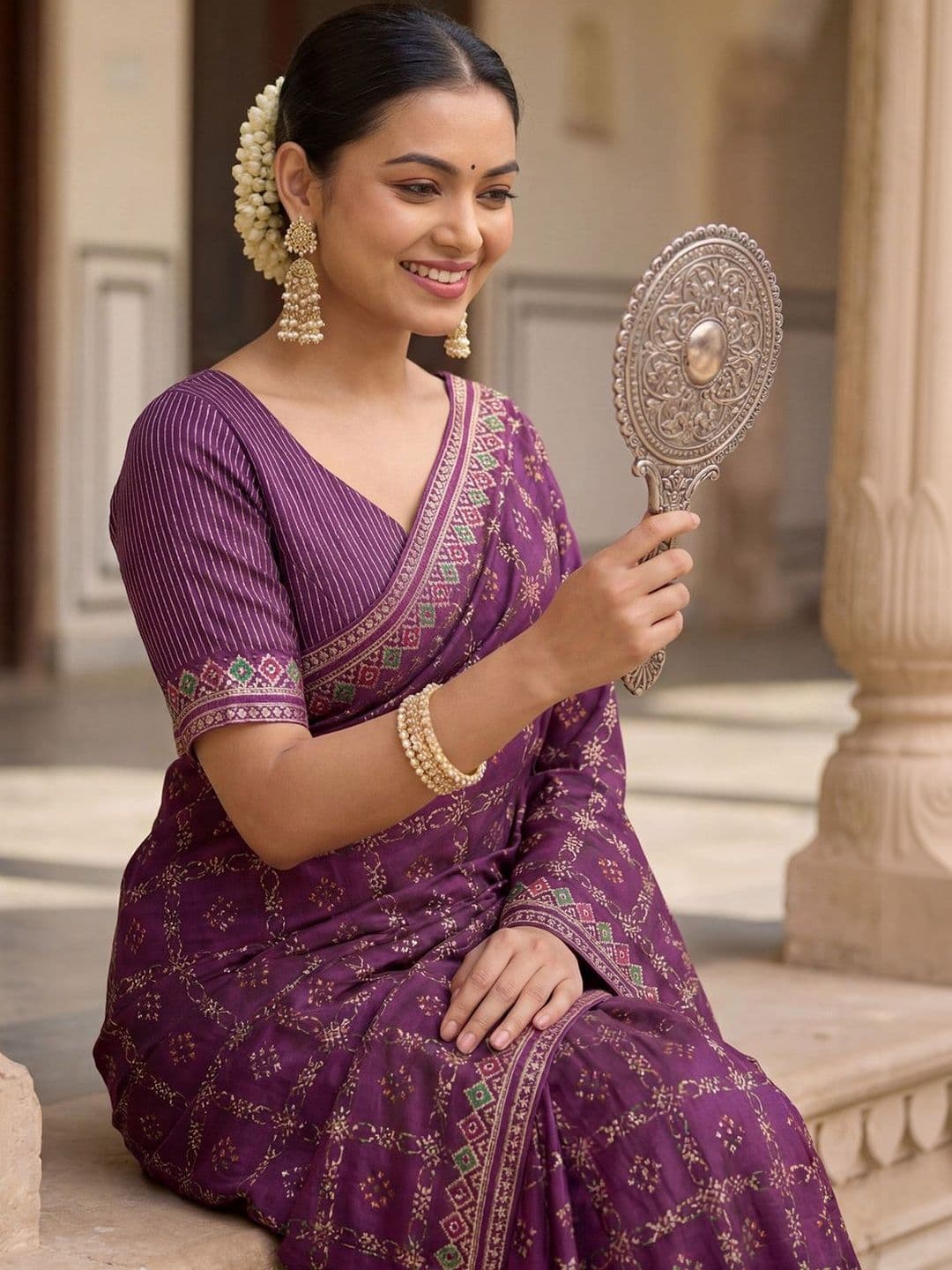 Anouk Ethnic Motifs Zari Poly Georgette Saree - view 1