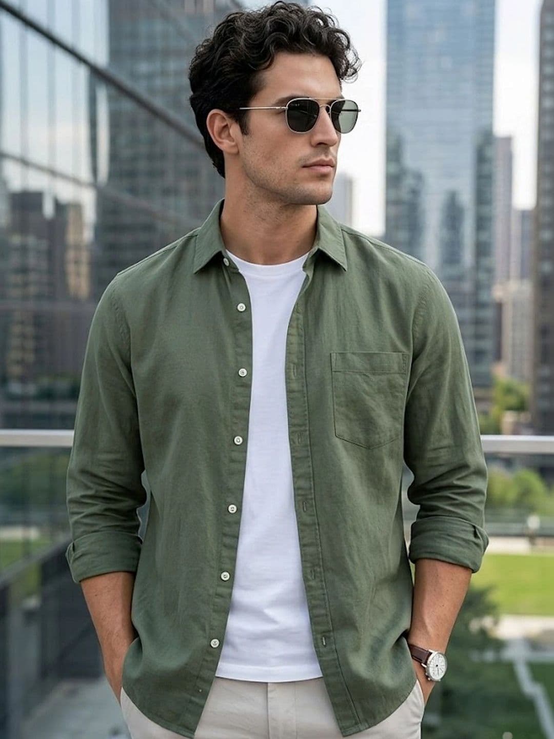 Urbano Fashion Men Cotton Full Sleeve Regular Fit Casual Solid Shirt - view 1