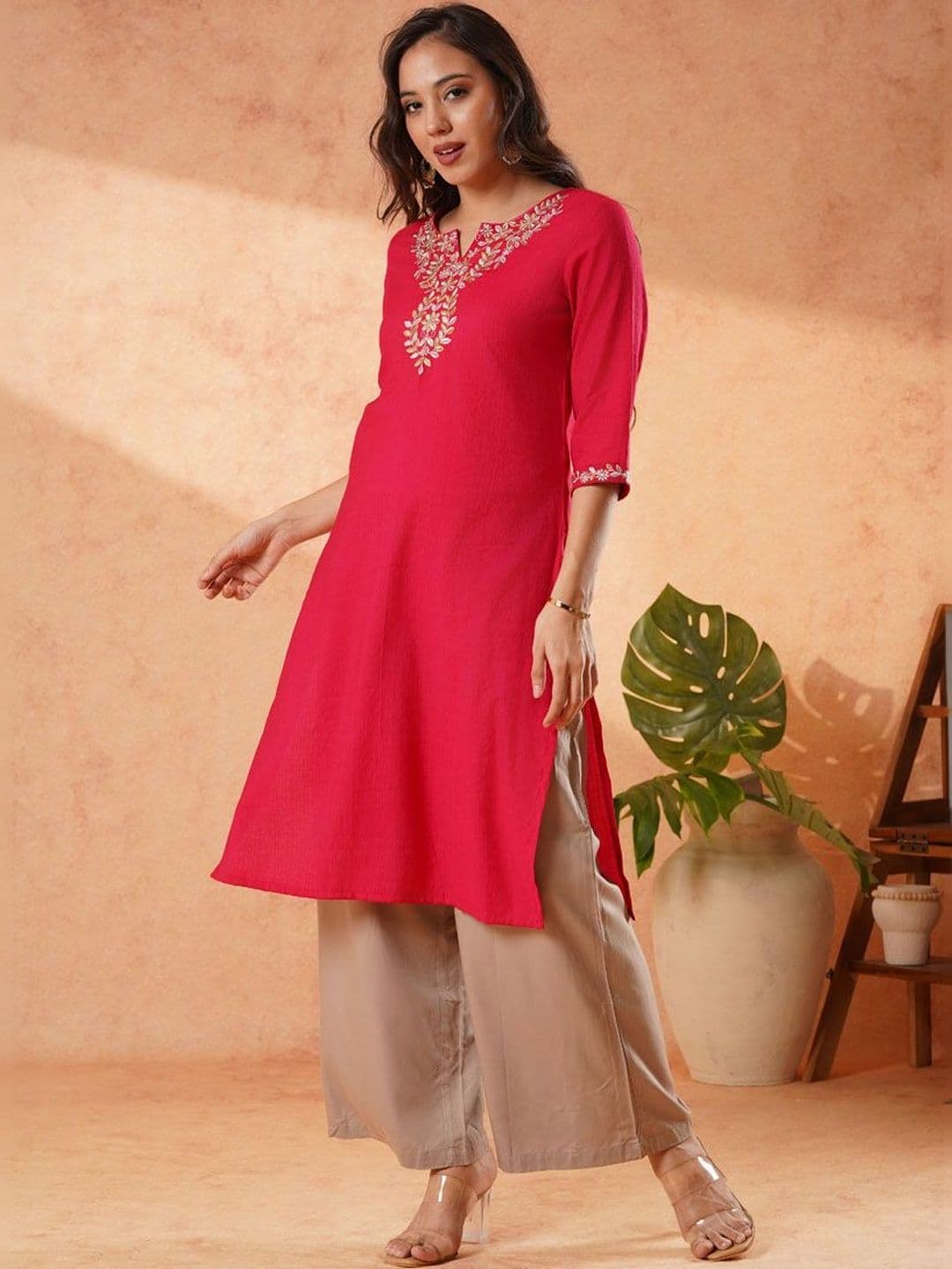 Anouk Women Embroidered Mirror Work Kurta - view 1