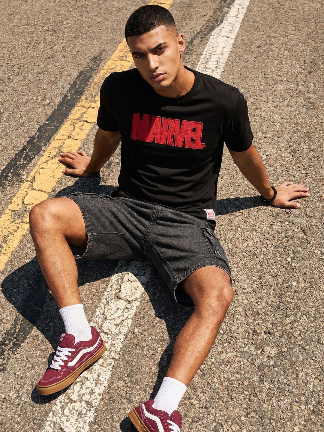 MARVEL STREET Brand Logo Printed Pure Cotton T-shirt - view 1