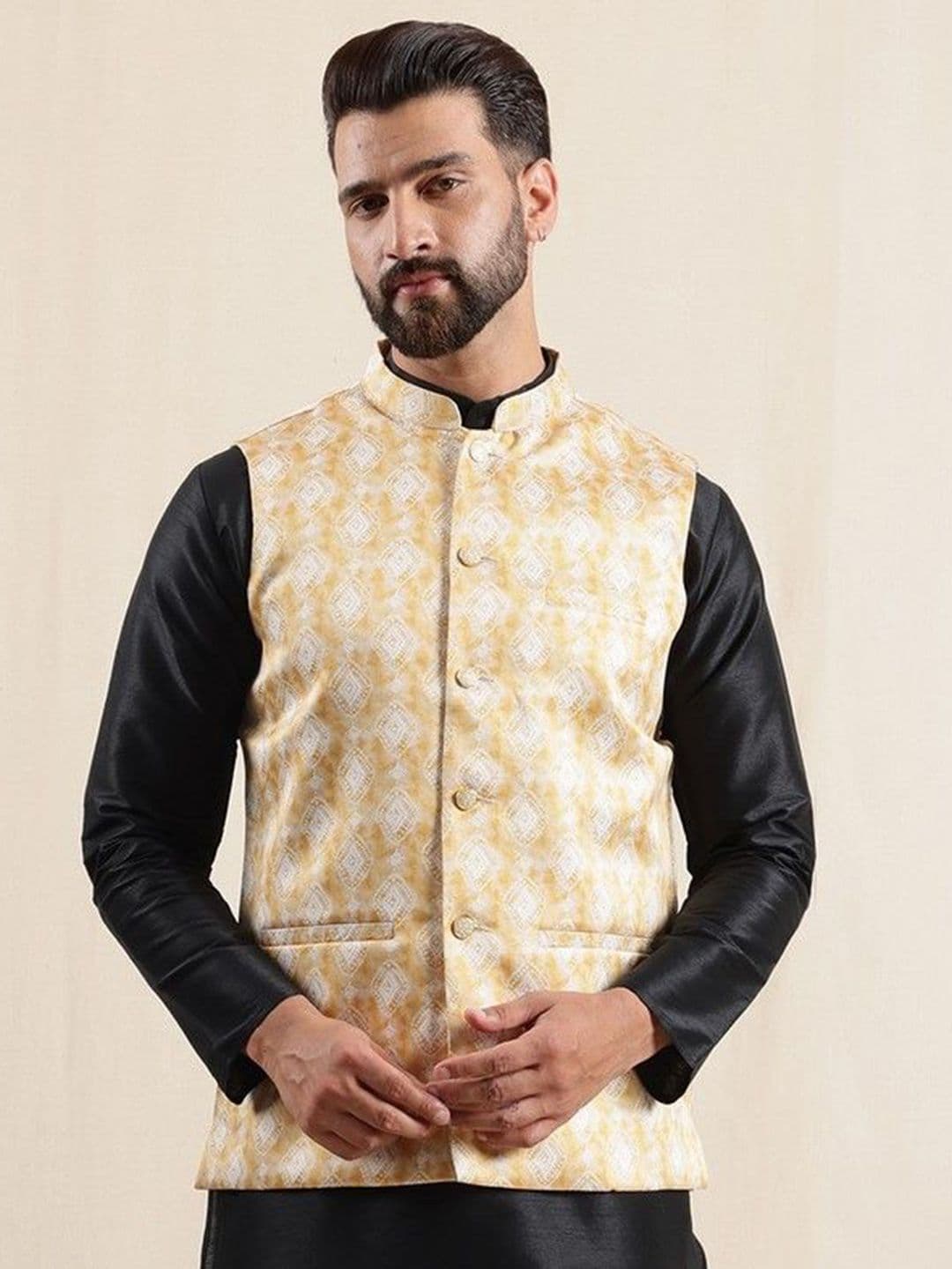 Anouk Geometric Printed Nehru Jacket - view 1