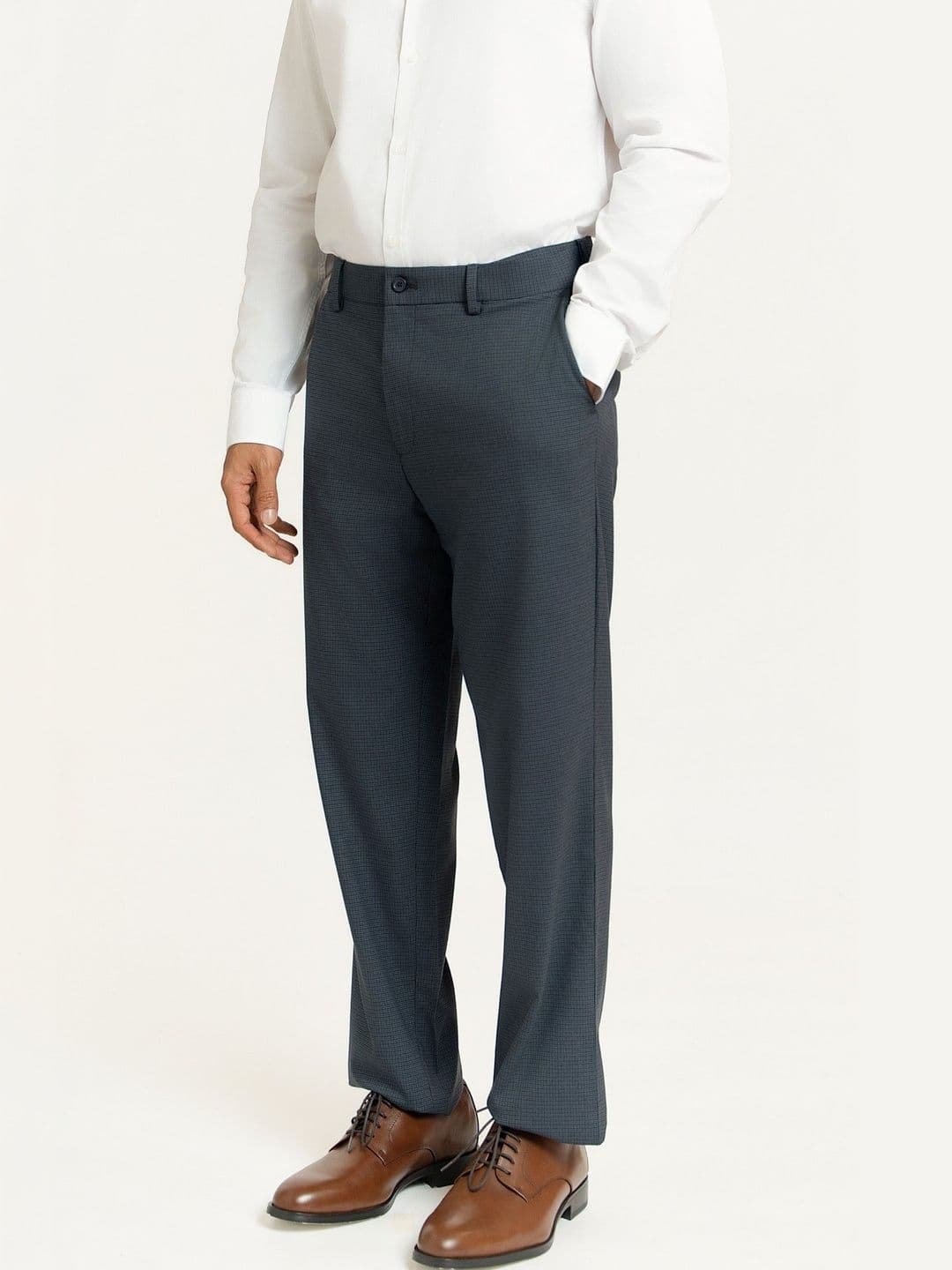 The Pant Project Men Grey Relaxed Wrinkle Free Trousers - view 1
