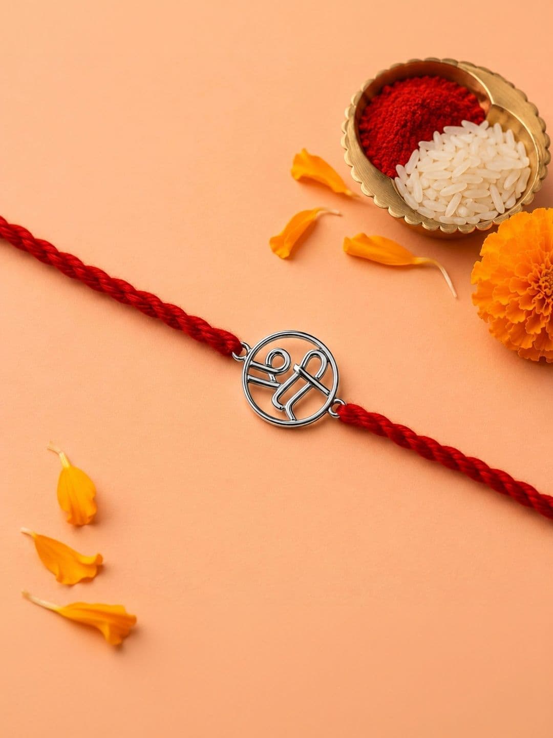 Sangria Silver Plated Shree Thread Rakhi & Roli Chawal - view 1
