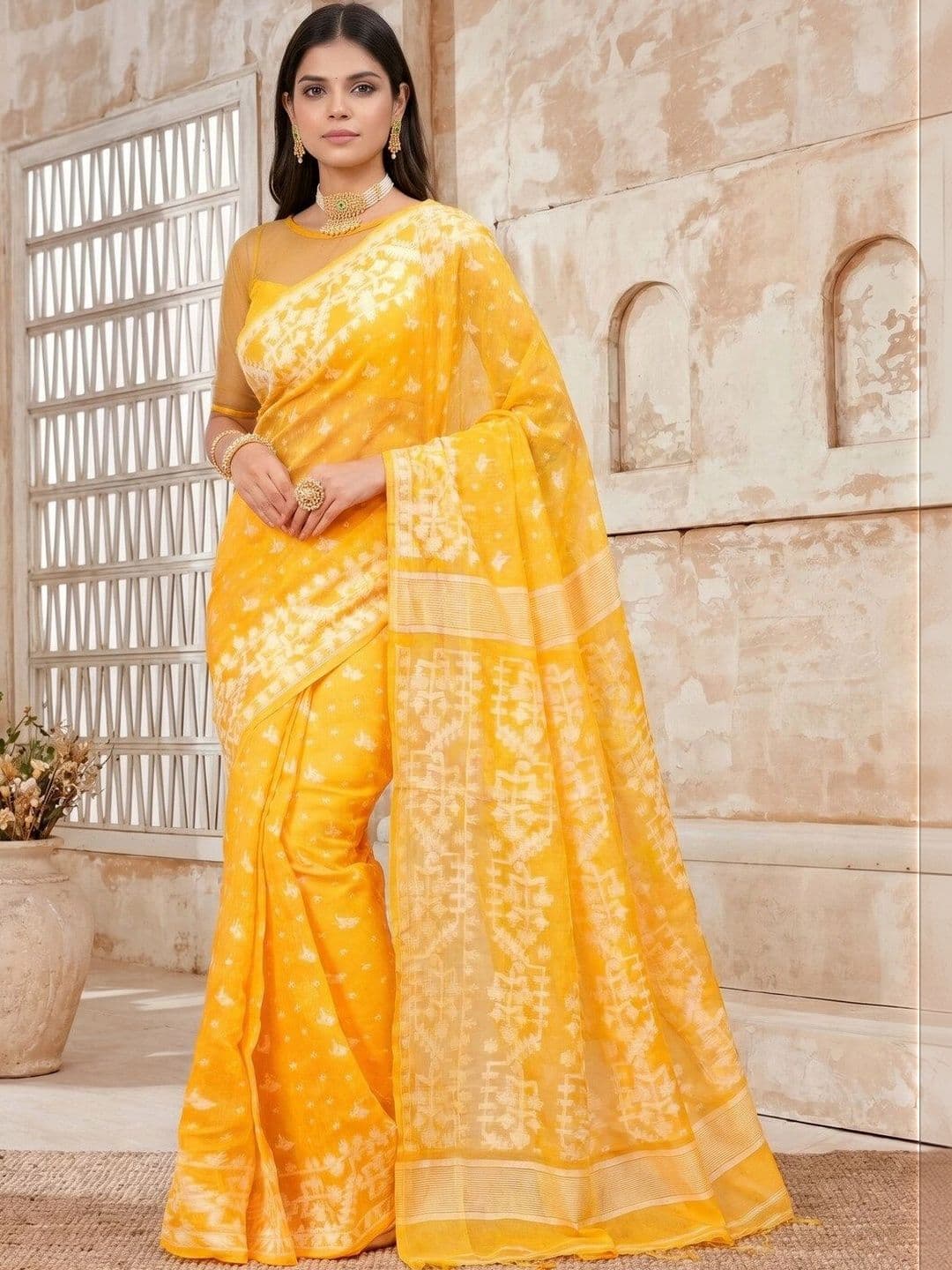 my Story Silk Cotton Jamdani Saree - view 1