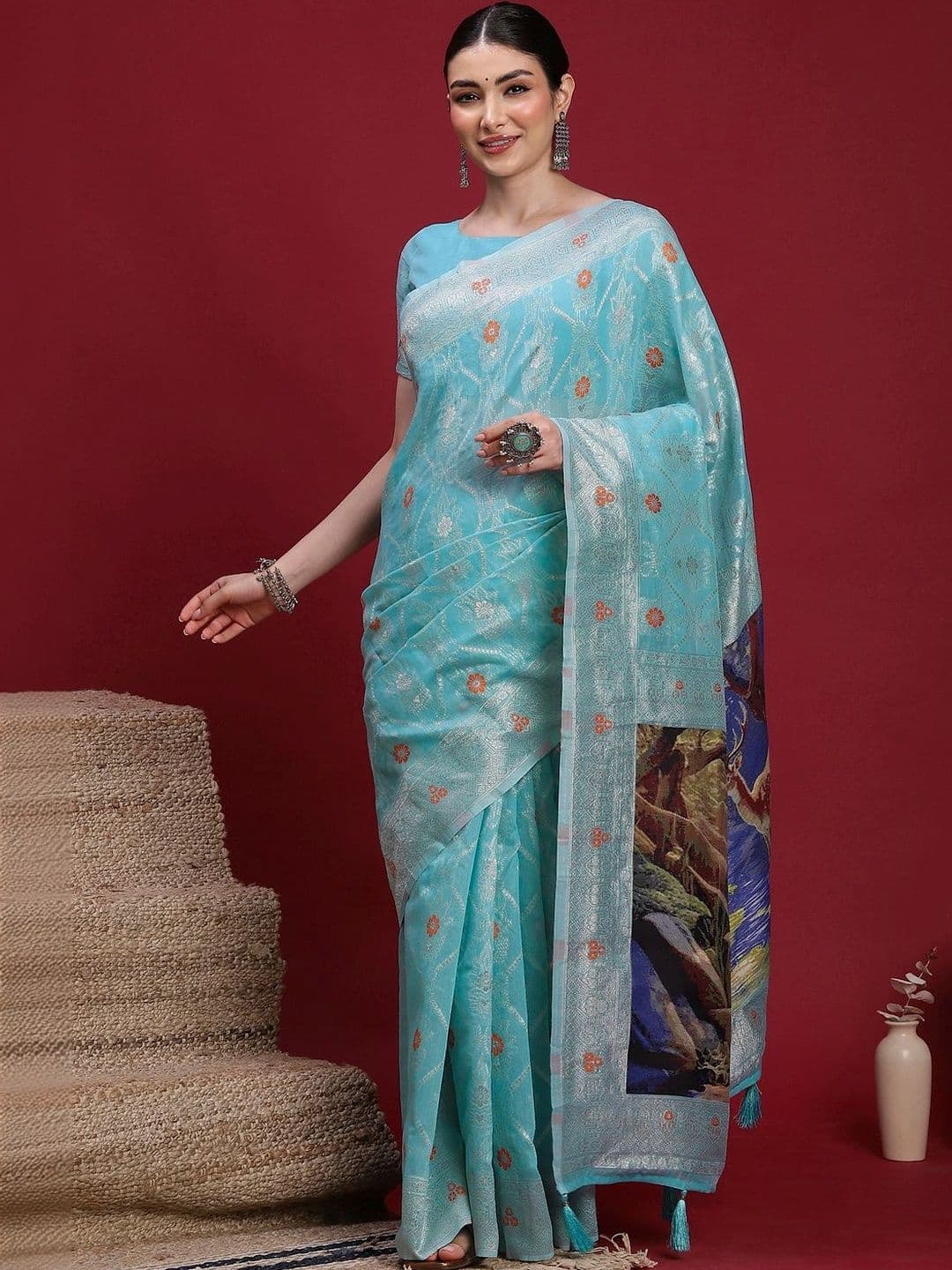Anouk Woven Design Zari Organza Designer Banarasi Saree - view 1