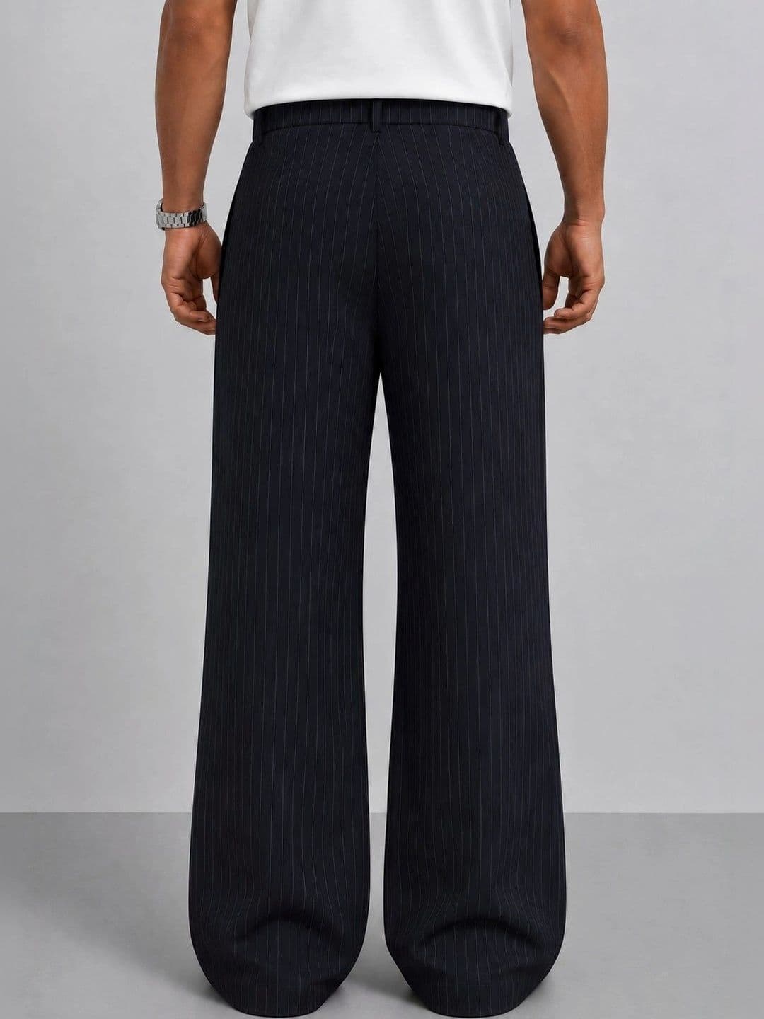 NOWI Men Striped Relaxed Easy Wash Trousers - view 1