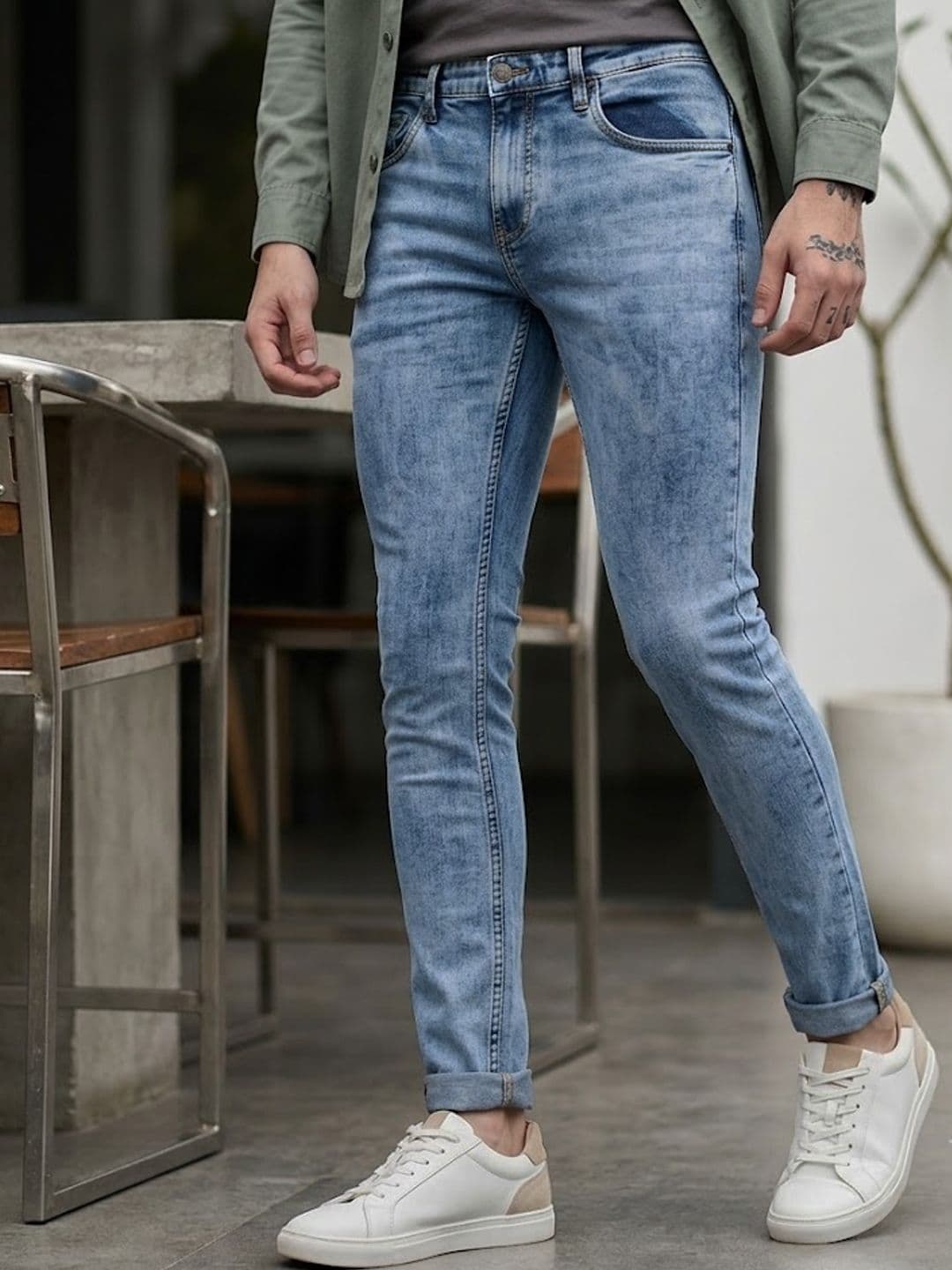 Urbano Fashion Men Skinny Fit Heavy Fade Clean Look Stretchable Jeans - view 1