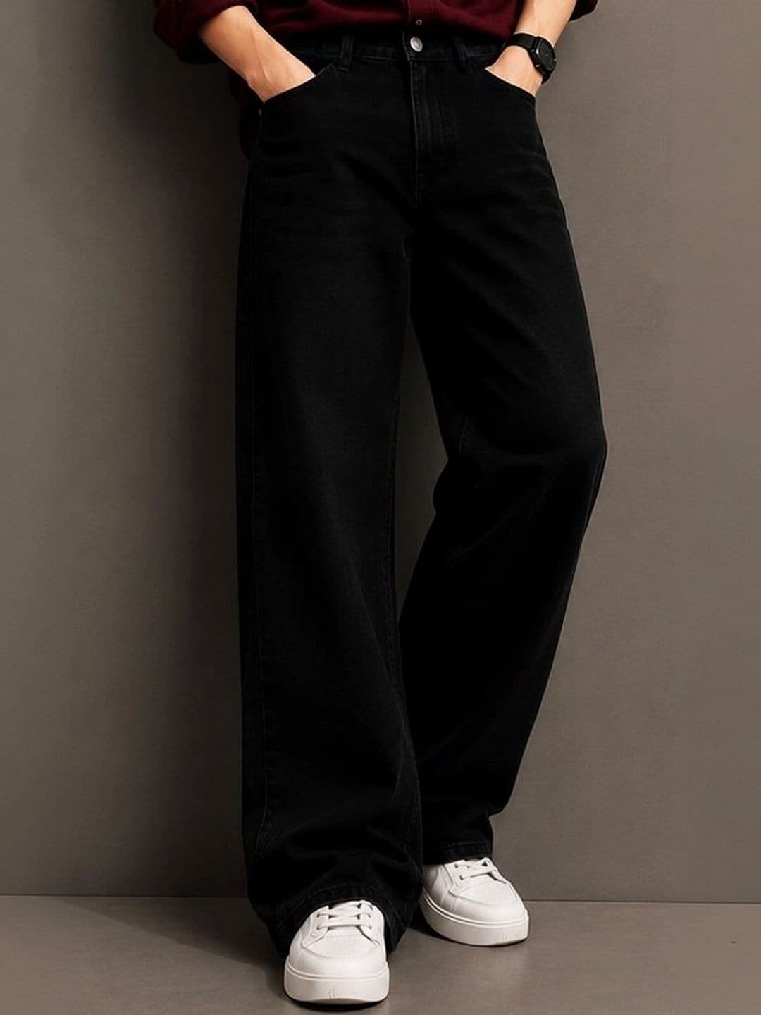 EVERFADE Men Wide Leg Mid-Rise Black Jeans - view 1
