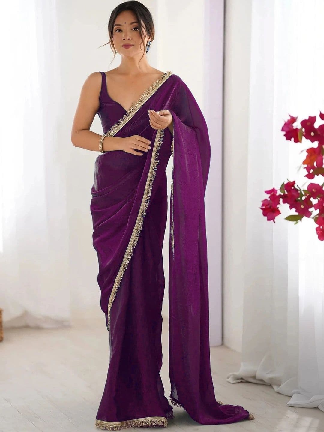 Saanvi Embroidered Silk Blend Saree - view 1