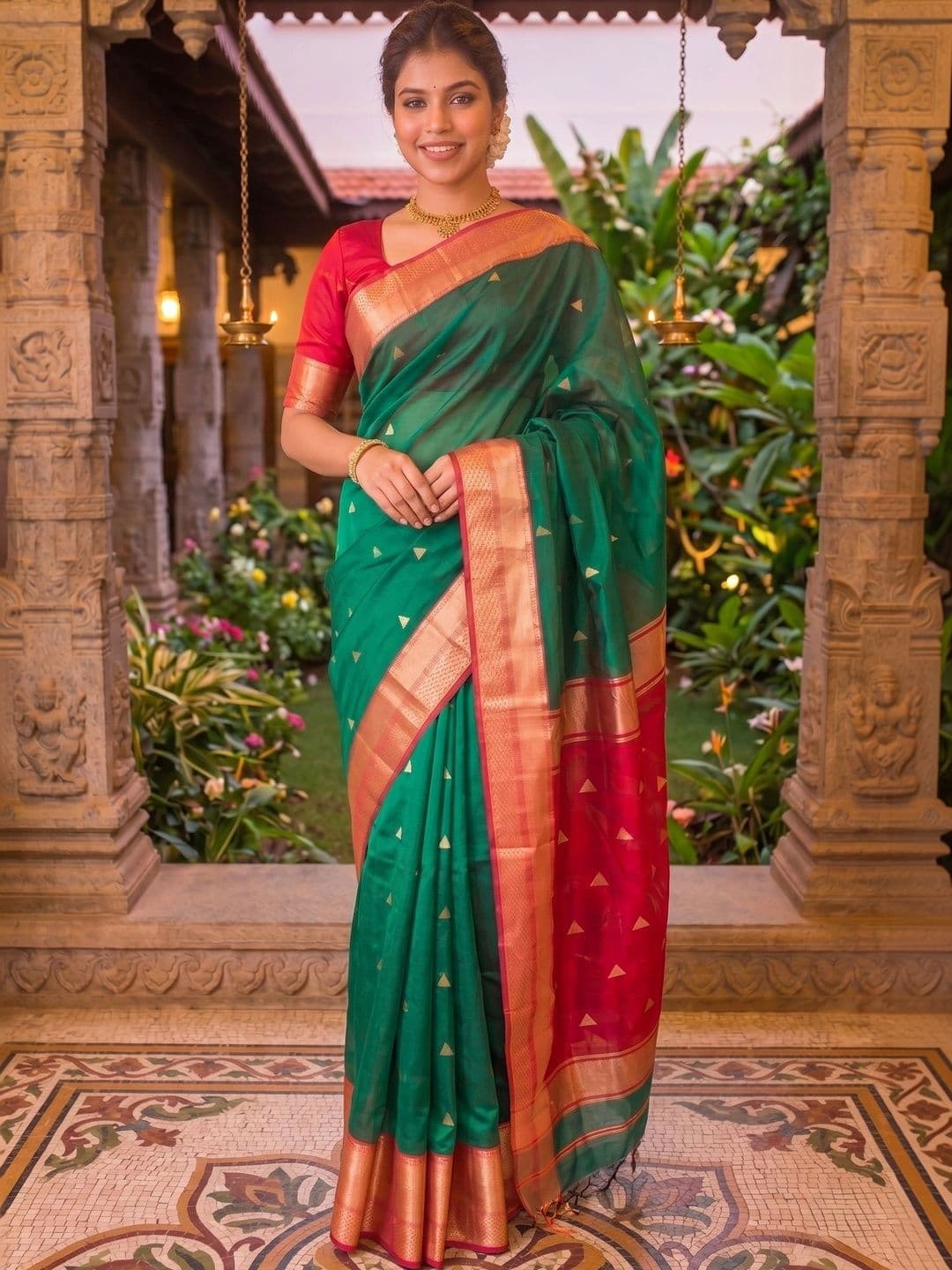 TheWonderWorld Woven Design Zari Art Silk Banarasi Saree - view 1