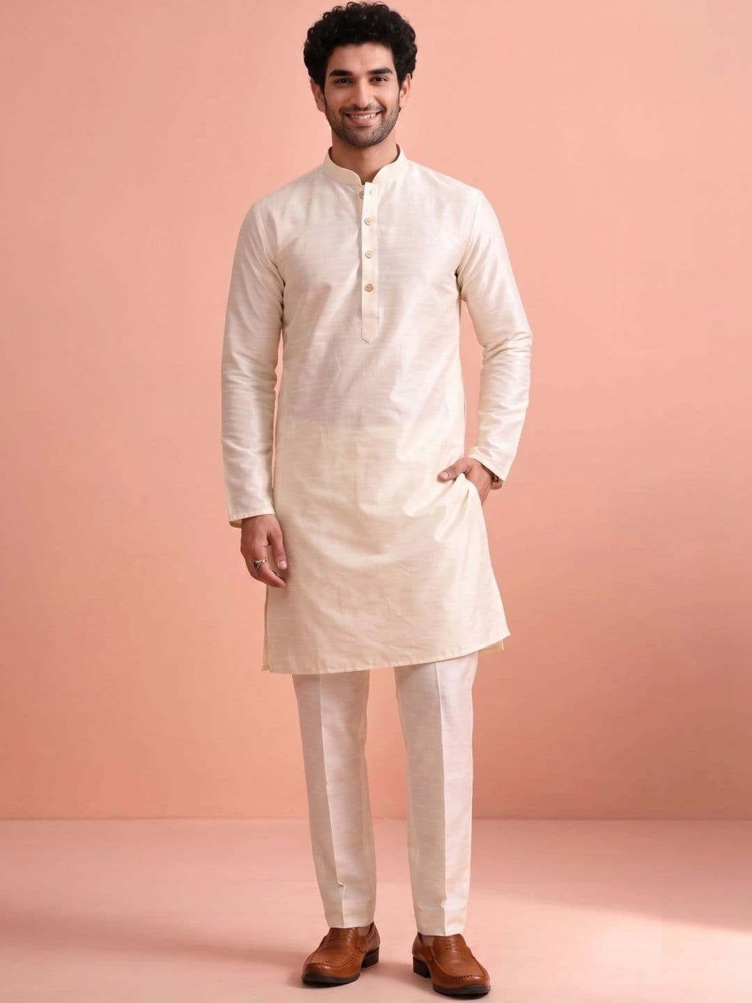 Angasudha Men Raw Silk Kurta - view 1