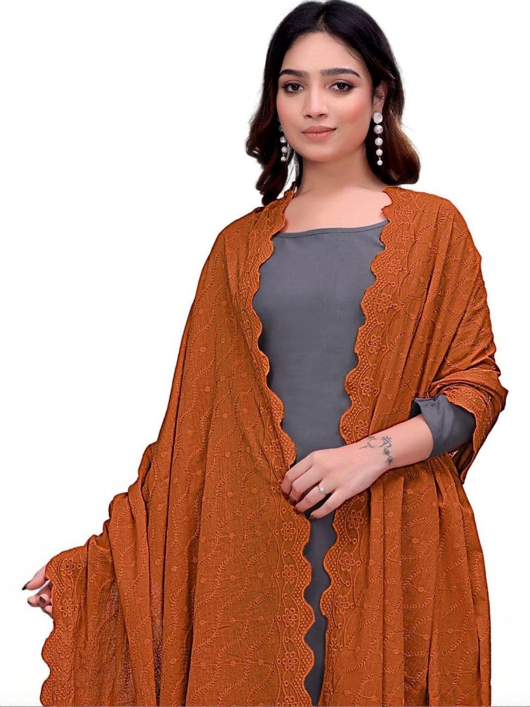 SEKMANY Ethnic Motifs Embroidered Dupatta with Thread Work - view 1