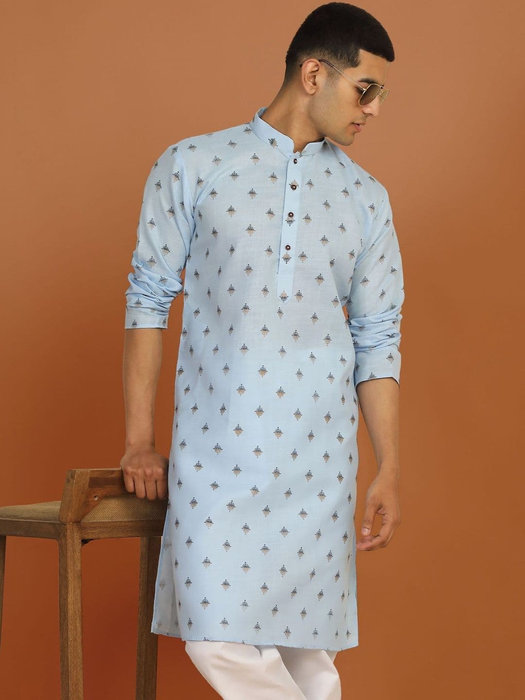 Anouk Mirage Floral Printed Sky Blue Kurta - view 1