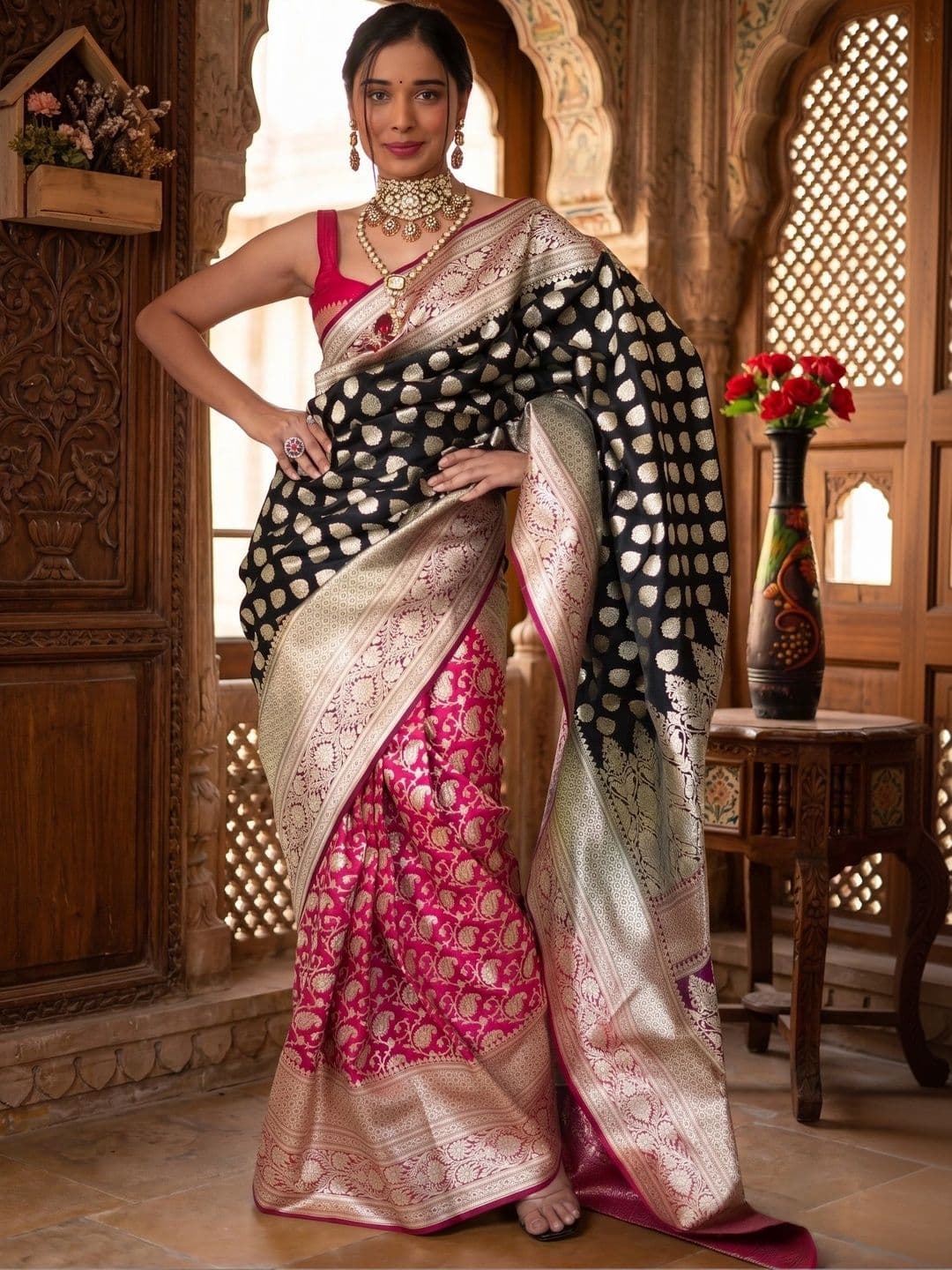 SHRIADINATH Woven Design Zari Art Silk Banarasi Saree - view 1