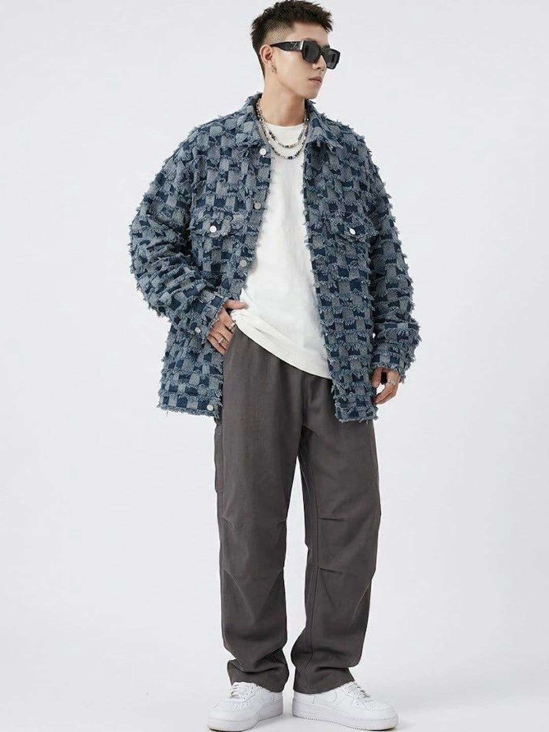Suo Men Checked Open Front Jacket - view 1