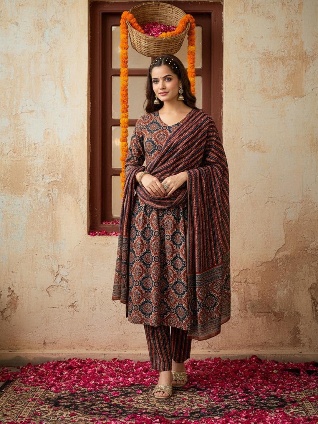 Anouk Women Ethnic Motifs Printed Regular Kurta with Trousers & With Dupatta - view 1