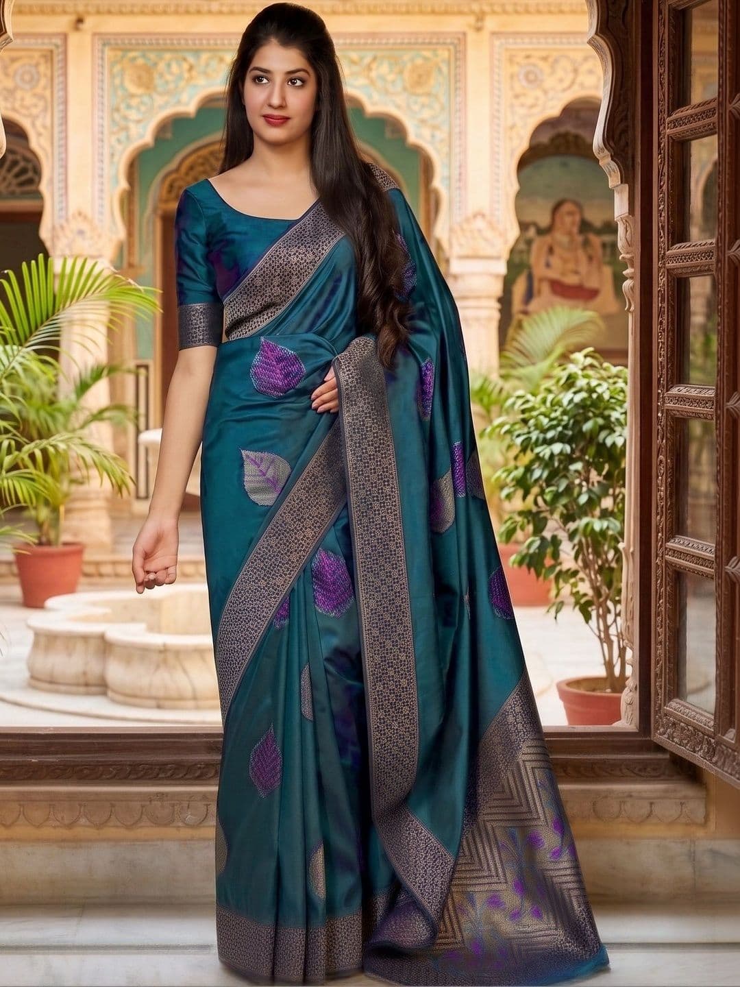 Zankhi Hosiery Woven Design Zari Art Silk Banarasi Saree - view 1