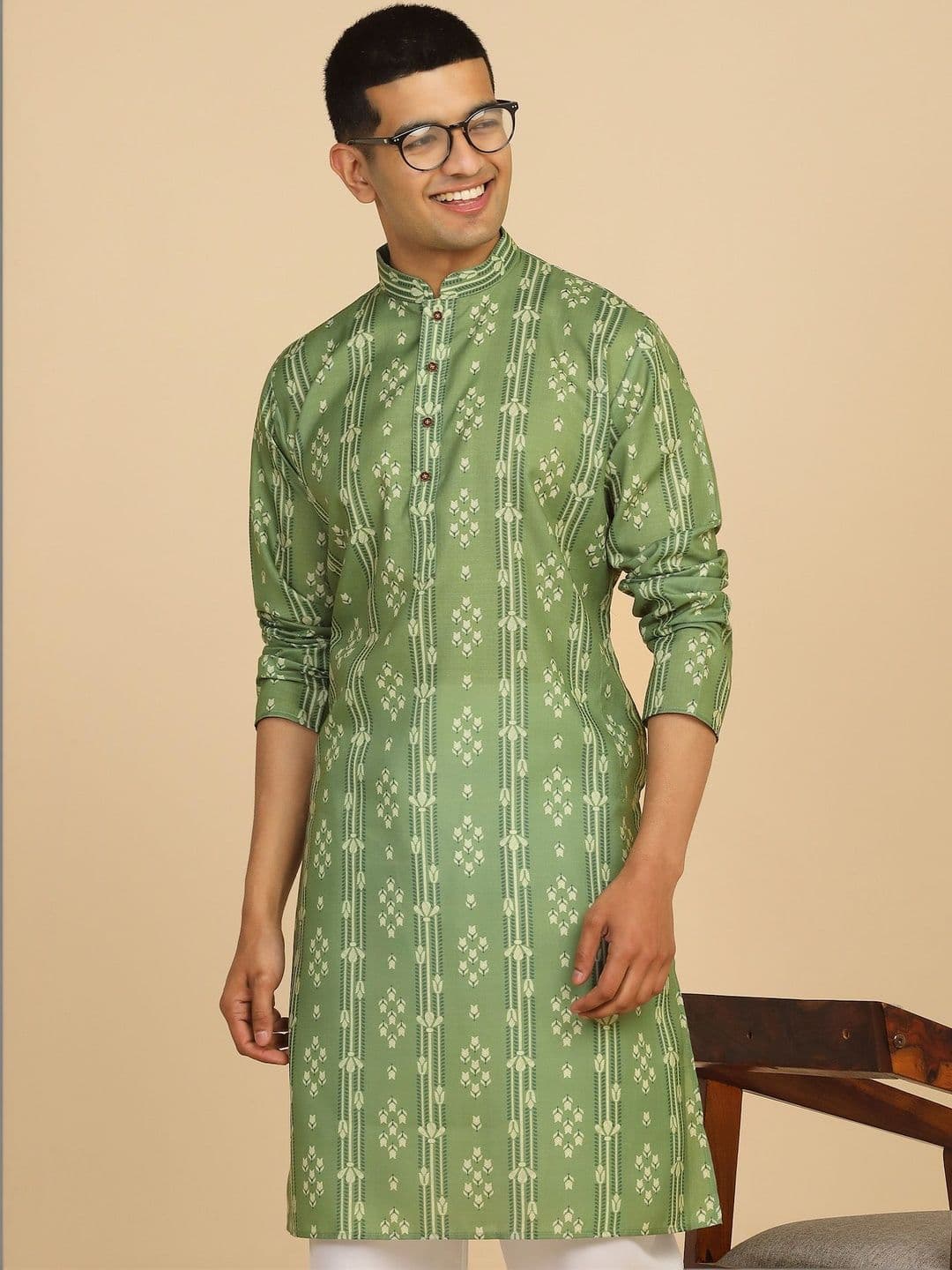 Anouk Mirage Stripe Green Kurta - view 1