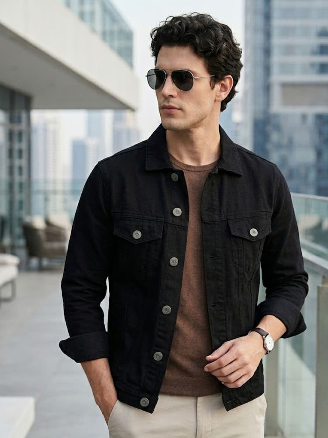 Urbano Fashion Men Solid Regular Fit Washed Full Sleeve Denim Jacket - view 1