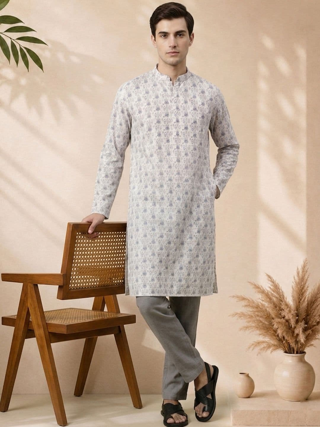 Anouk Ethnic Motifs Printed Mandarin Collar Straight Kurta - view 1