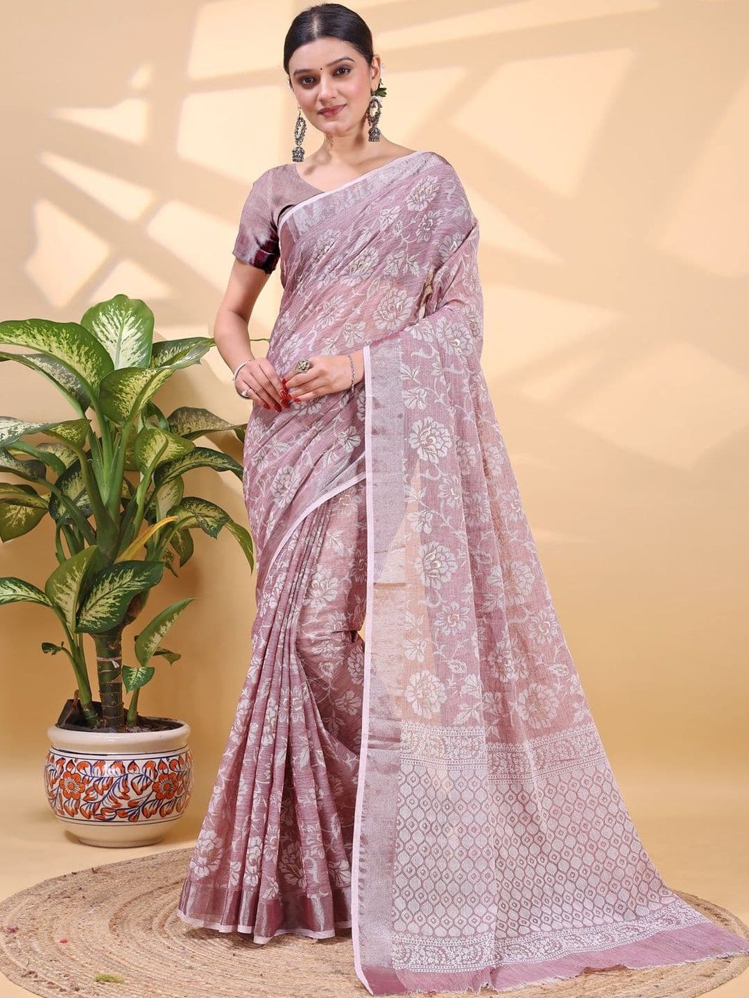 Anouk Mirage Floral Linen Blend Saree - view 1