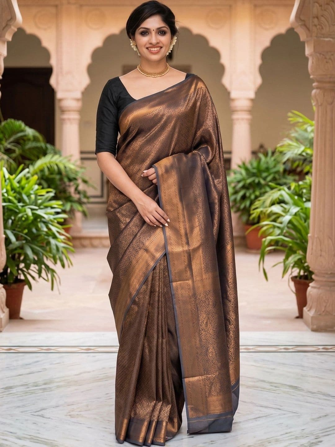 AJ FASHION PLUS Woven Design Zari Art Silk Banarasi Saree - view 1