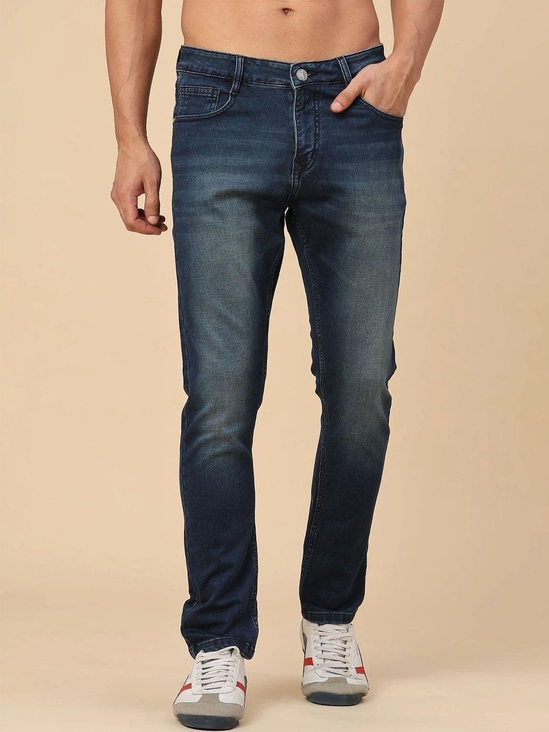 V-Mart Men Regular Fit Mid-Rise Stretchable Cotton Jeans - view 1