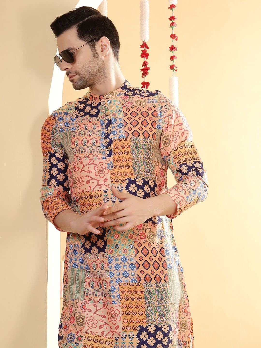 Anouk Men Ethnic Motifs Printed Sequinned Straight Kurta - view 1