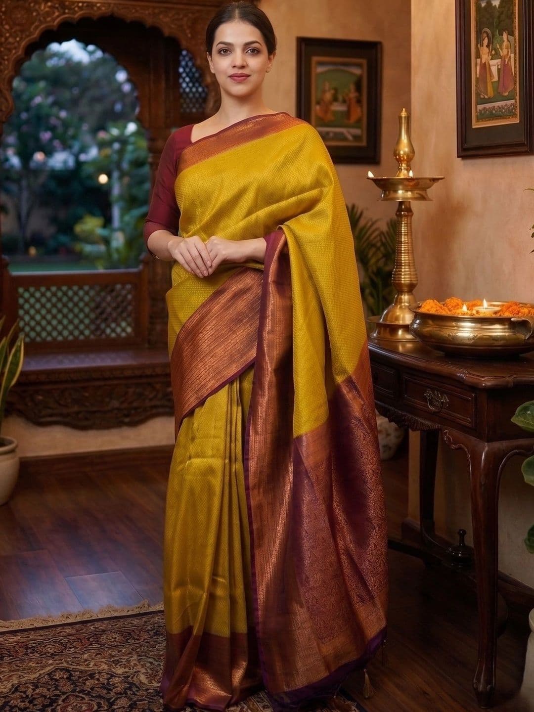 THE AQUARIUS Woven Design Zari Art Silk Banarasi Saree - view 1