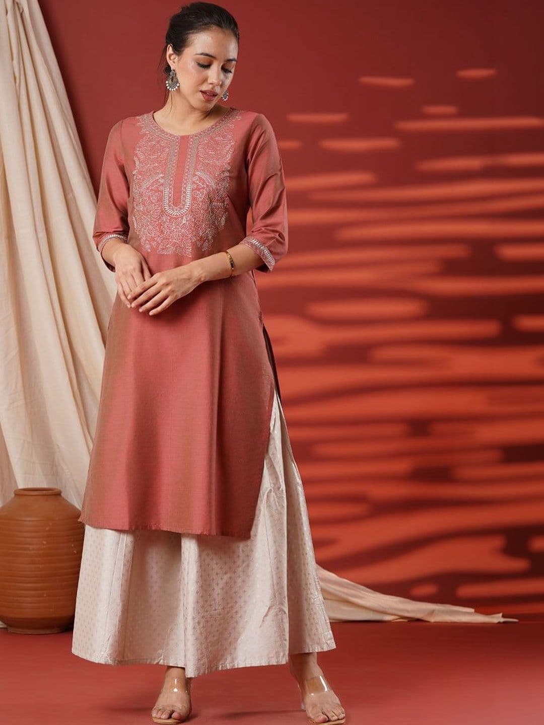 Anouk Women Embroidered Flared Sleeves Kurta - view 1