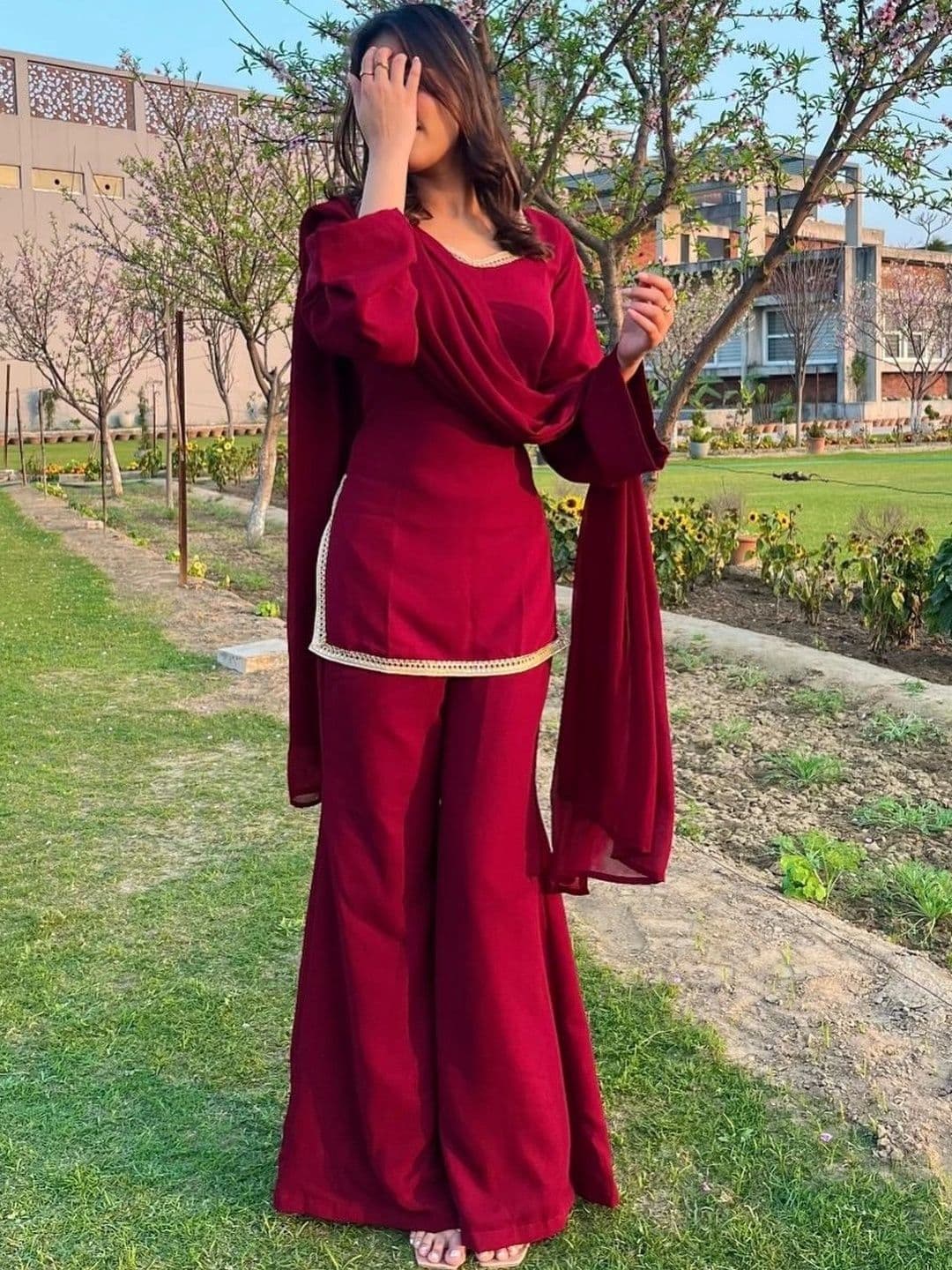 DISHWA FASHION Women Regular Gotta Patti Kurta with Palazzos & With Dupatta - view 1