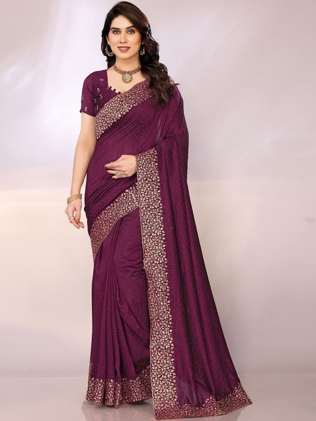 Anouk Embellished Embroidered Silk Blend Heavy Work Saree - view 1