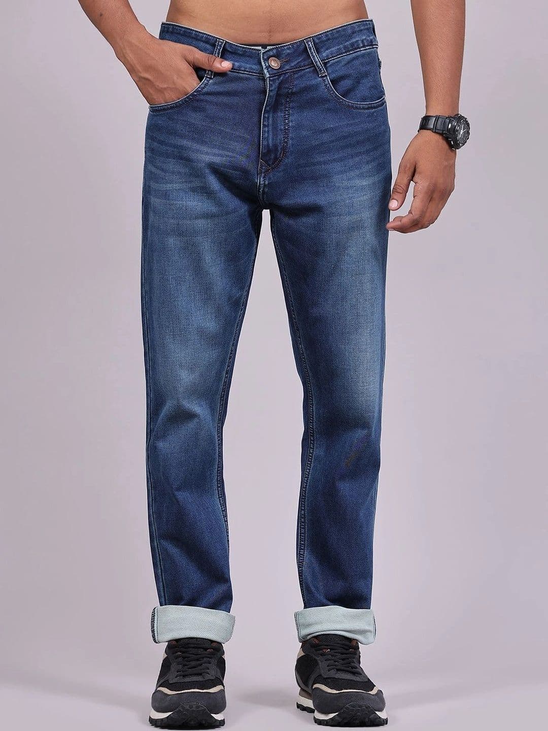 V-Mart Men Regular Fit Mid-Rise Stretchable Cotton Jeans - view 1
