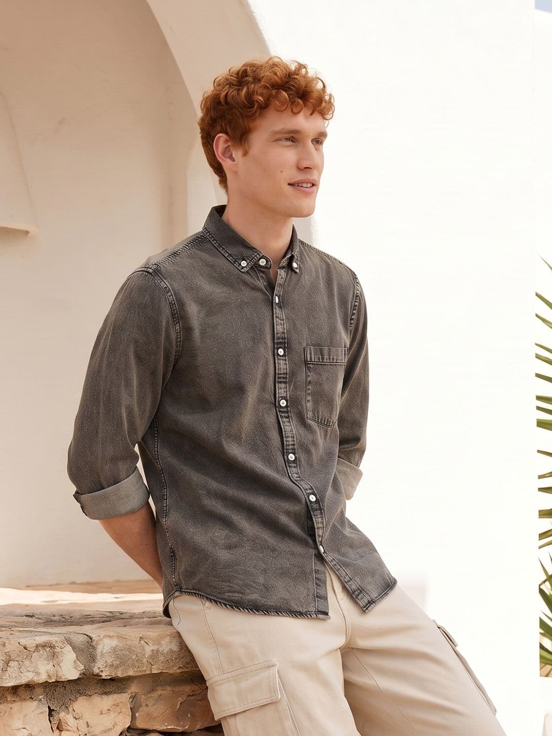 Mast & Harbour Button-Down Denim Casual Shirt - view 1
