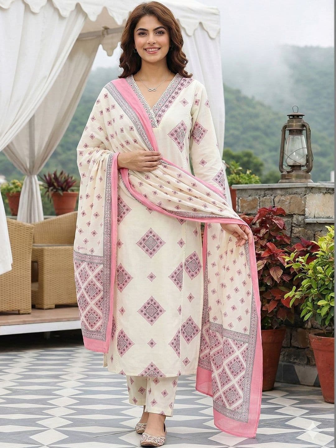 Anouk Women Printed Regular Pure Cotton Kurta with Trousers & With Dupatta - view 1