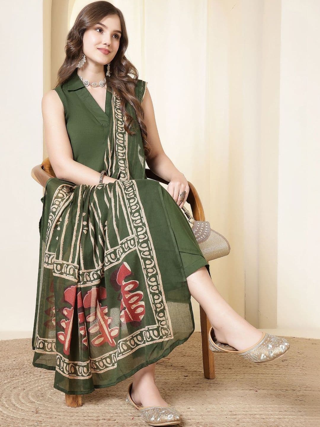 Anouk Mirage Women Ethnic Motifs Regular Pure Cotton Kurta with Palazzos & With Dupatta - view 1