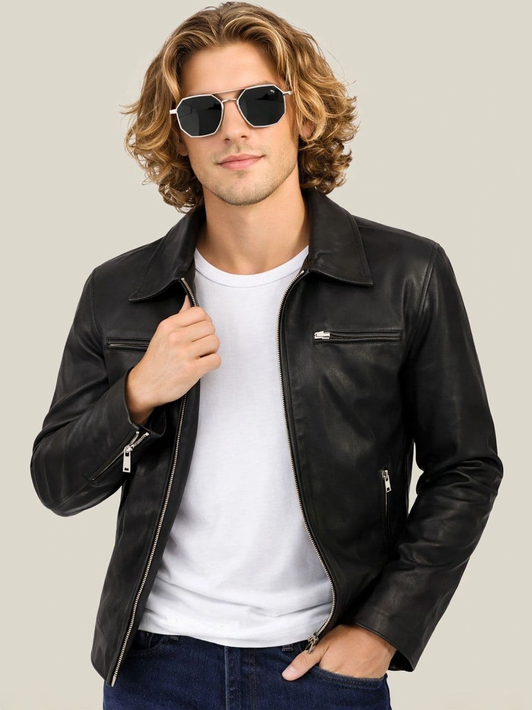 Leather Retail Men Water Resistant Outdoor Leather Jacket - view 1