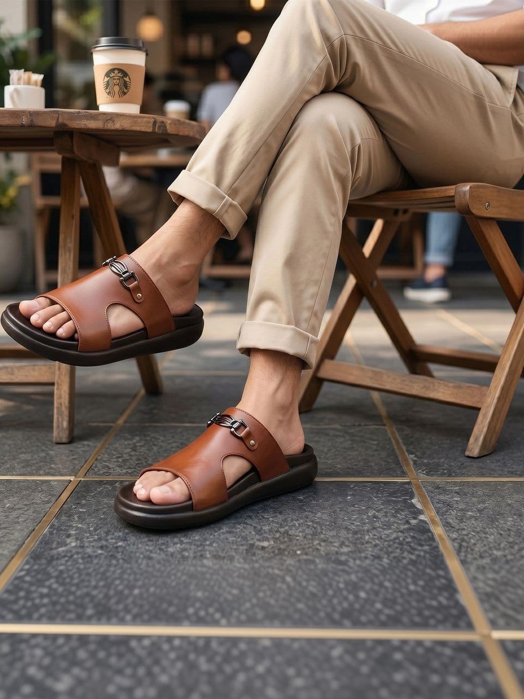 Bxxy Men Tan Casual Dual Strap Open-Toe Sandals - view 1