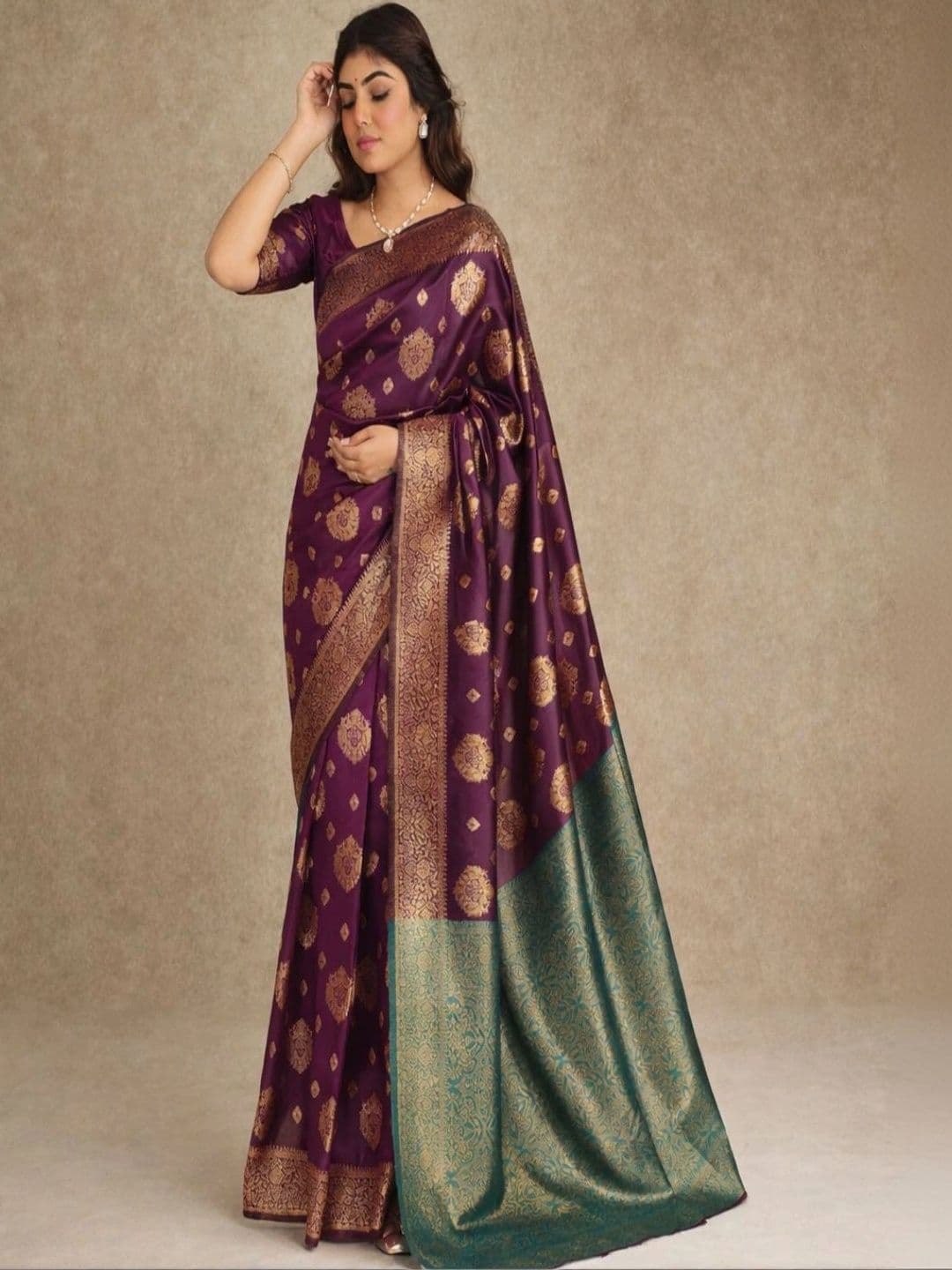 FOLENNE Zari Art Silk Banarasi Saree - view 1
