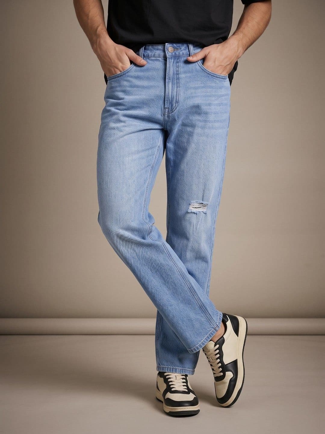 glitchez Men Straight Fit Low Distress Heavy Fade Jeans - view 1
